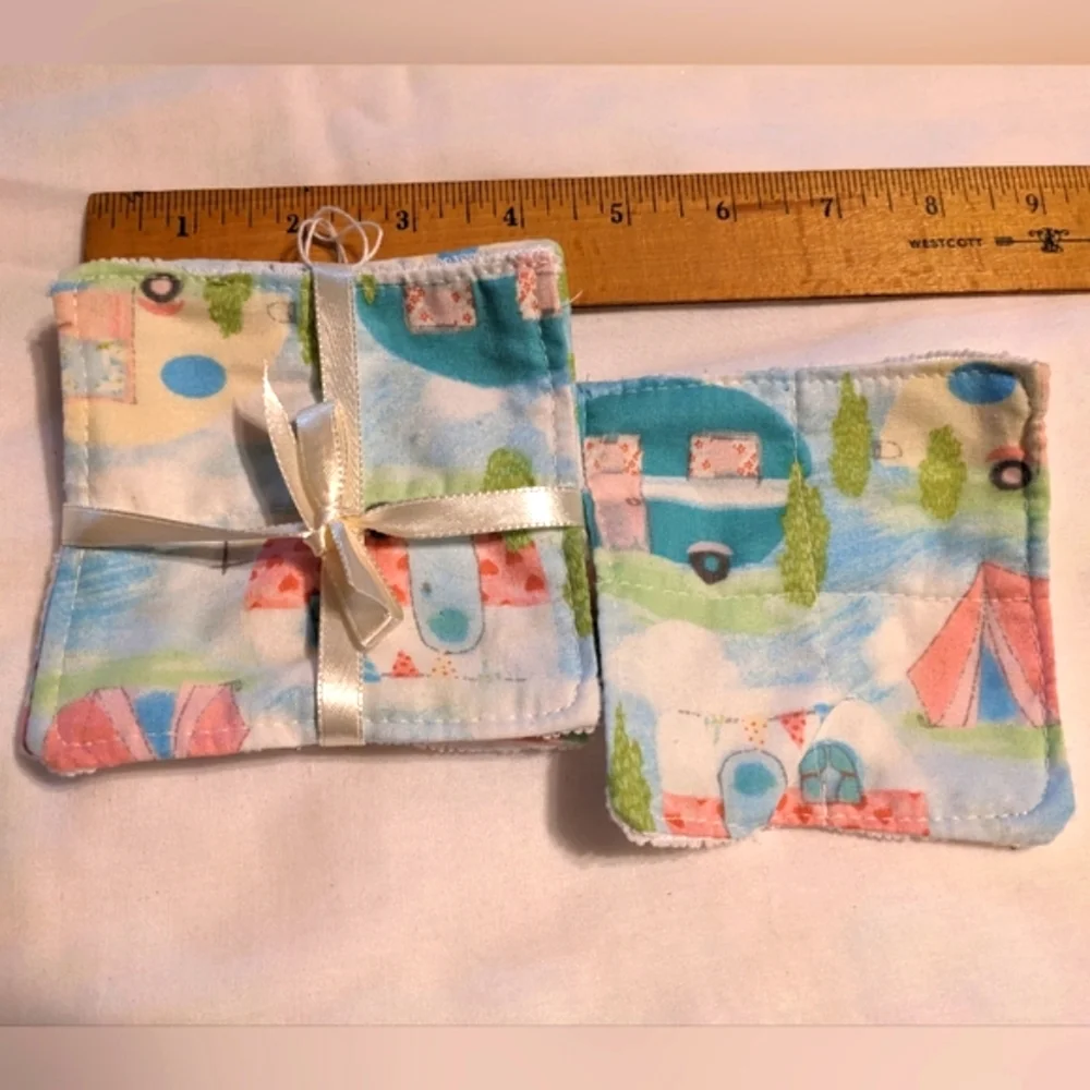 3 Microfiber Makeup Removers Handmade Hand Crafted Camper Camping